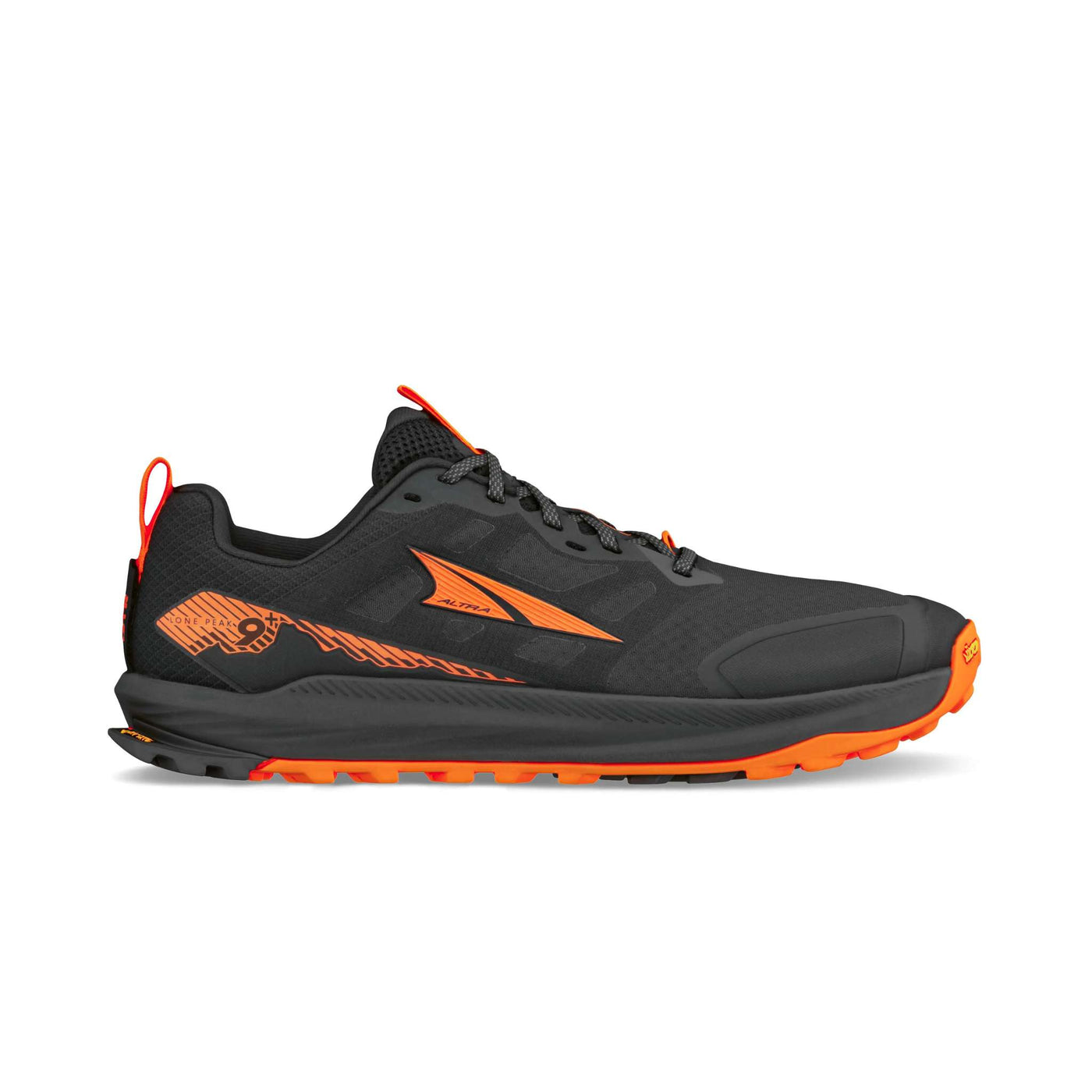 Altra Lone Peak 9+ - Mens | Trail Running Shoes for Mens | Further Faster Christchurch NZ | #black-orange