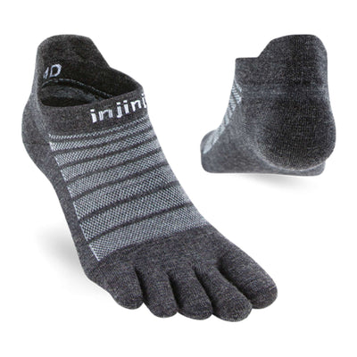 Injinji Run Lightweight Wool - No-Show | Toe Socks | Trail Running Socks | Further Faster Christchurch NZ | #slate