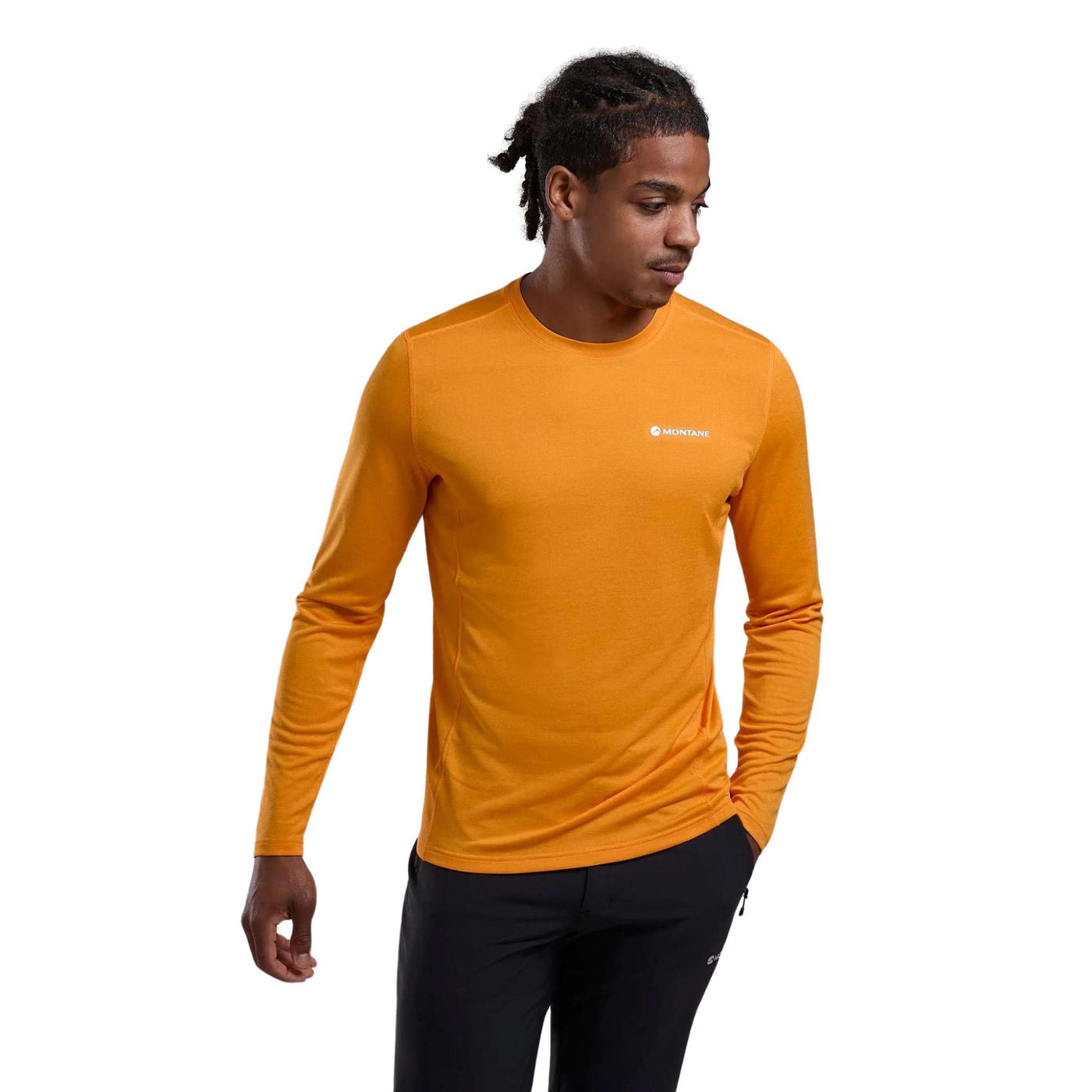 Montane Dart Long Sleeve T-Shirt Mens | Hiking Base Layer | Further Faster Christchurch NZ | #nagami-orange