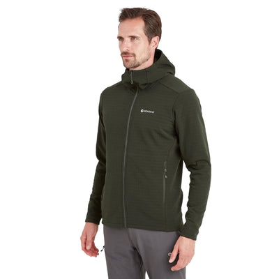 Montane Protium XT Hoodie - Mens | Hiking Mid Layer Fleece | Further Faster Christchurch NZ #oak-green