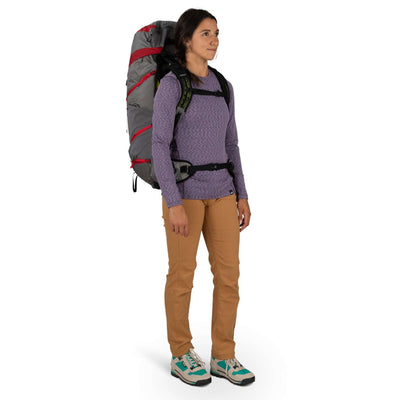 Osprey Eja 55 - Womens | Hiking and Mountaineering Packs NZ | Further Faster Christchurch NZ #grey-red