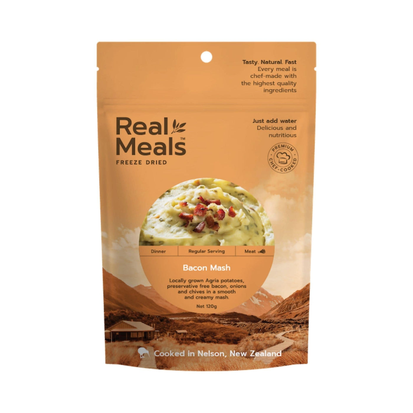 Real Meals Dinner - Bacon Mash | Freeze Dried Meals | Further Faster Christchurch NZ