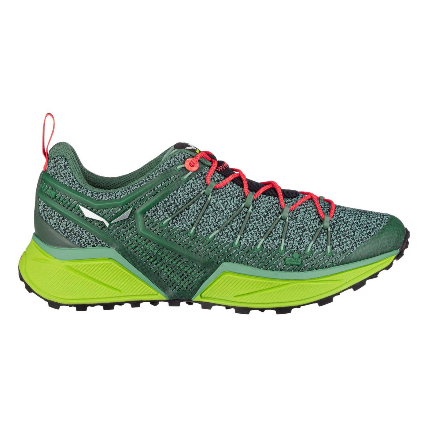 Salewa Clearance Dropline - Womens | Speedhiking Shoes | Further Faster Christchurch NZ #salewa-feld-green-fluo-coral