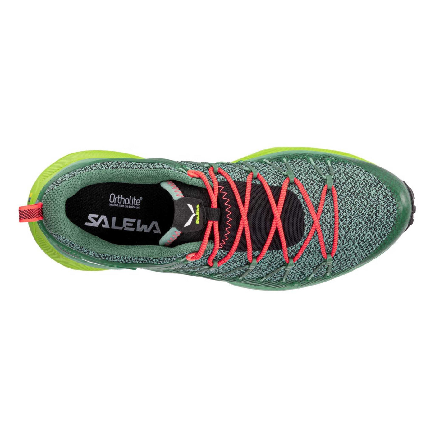 Salewa Clearance Dropline - Womens | Speedhiking Shoes | Further Faster Christchurch NZ #salewa-feld-green-fluo-coral